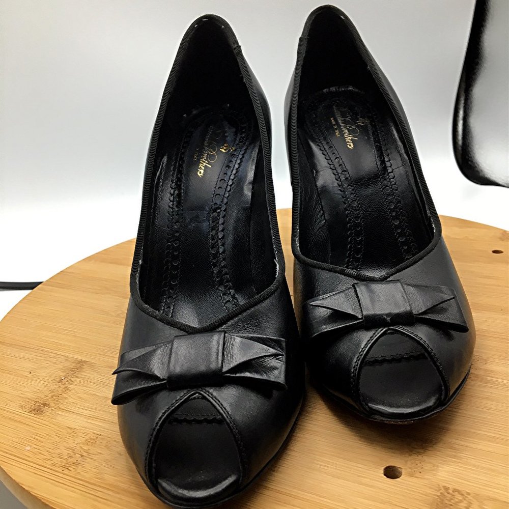 Brooks Brothers Black High Heels Open Toe Shoes